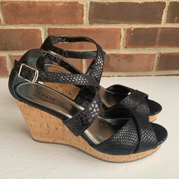 alfani black wedge sandals